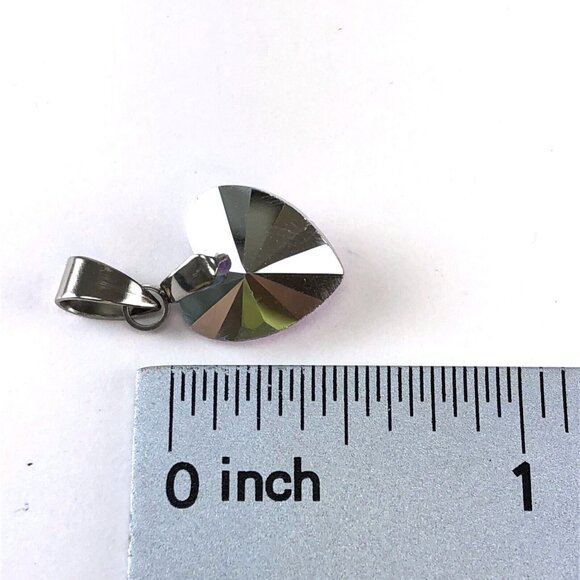 Necklace Pendant Crystal Violet Heart on Adjustable Silver Tone Chain - Picture 2 of 2